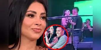 Pamela Franco intenta robarle un beso a Christian Cueva en pleno show mientras cantaba 'Nos queremos y qué'