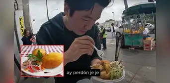 Coreano prueba comida callejera peruana y queda sorprendido con la papa rellena: "Me encantó" Coreano prueba comida callejera peruana y queda sorprendido con la papa rellena: "Me encantó"