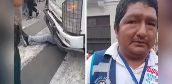 Ambulante de Mesa Redonda se atrinchera bajo camión para evitar que incauten su mercadería: "Yo me valgo de eso" Ambulante de Mesa Redonda se atrinchera bajo camión para evitar que incauten su mercadería: "Yo me valgo de eso"
