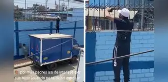 Padre sube a un camión para alentar a su hija porque colegio prohibió el ingreso: "Todo por los hijos" Padre sube a un camión para alentar a su hija porque colegio prohibió el ingreso: "Todo por los hijos"