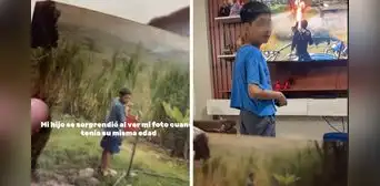 Padre le muestra una foto antigua de él a su hijo y usuarios quedan atónitos: “Es un viajero del tiempo” Padre le muestra una foto antigua de él a su hijo y usuarios quedan atónitos: “Es un viajero del tiempo”