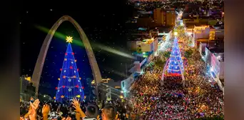 El árbol de Navidad más grande del Perú: mide 35 metros y convocó a miles de personas para su encendido