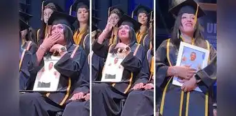 Joven llevó fotografía de su padre fallecido a graduación y conmueve en redes: “Me guía desde el cielo”