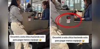 Captan a joven levantando su equipaje con el pie para evitar pago extra en aerolínea