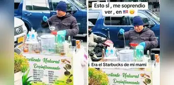 Peruano sorprende con carrito emolientero en Estados Unidos y es furor en redes: "5 dólares el vaso"