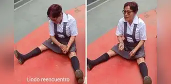 Peruana fue con su uniforme a reencuentro de promoción y se puso a jugar yaces: “Los años maravillosos”