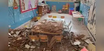 Techo de colegio inicial en San Juan de Miraflores colapsa y deja 6 escolares heridos Techo de colegio inicial en San Juan de Miraflores colapsa y deja 6 escolares heridos