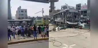 Bus del Corredor Morado choca contra poste en av. Próceres de SJL y deja 8 pasajeros heridos Bus del Corredor Morado choca contra poste en av. Próceres de SJL y deja 8 pasajeros heridos