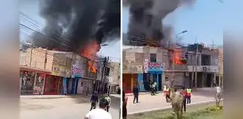 Fuerte incendio consume una vivienda en Lurín y moviliza a 6 unidades de bomberos a la Antigua Panamericana Sur
