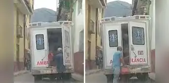 Áncash: ambulancia es usada para trasladar cajas de cerveza en el distrito de Huari Áncash: ambulancia es usada para trasladar cajas de cerveza en el distrito de Huari