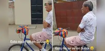 Hombre maneja bicicleta sin usar las manos y con los ojos cerrados: "Él no conoce el camino, el camino lo conoce a él"