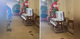 Usan ataúd como hielera en fiesta navideña y usuarios reaccionan: “Se pasaron de fríos”