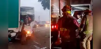 Doble accidente en la Panamericana Sur: una persona atrapada y múltiple choque de tráileres en Lurín