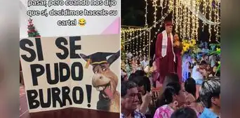Familia sorprende a joven con singular cartel en graduación: “Si se pudo, burro” Familia sorprende a joven con singular cartel en graduación: “Si se pudo, burro”