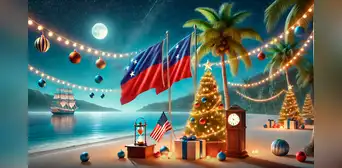Pertenece a EE. UU. y pasó de ser uno de los últimos a uno de los primeros países en celebrar Navidad desde 2011 Pertenece a EE. UU. y pasó de ser uno de los últimos a uno de los primeros países en celebrar Navidad desde 2011