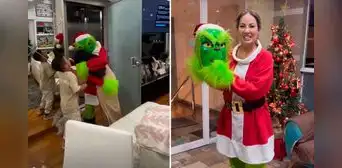 Pamela López sorprende a sus hijos por Navidad vistiéndose de Grinch: así fue el divertido momento que protagonizó