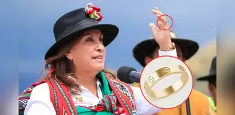 Dina Boluarte habría usado anillo Cartier valorizado en más de S/5.000 durante visita a Chalhuanca Dina Boluarte habría usado anillo Cartier valorizado en más de S/5.000 durante visita a Chalhuanca