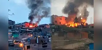 Incendio de grandes proporciones en Asentamiento Humano de VMT: cuatro unidades de bomberos enfrentan el siniestro