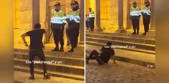 Peruano es viral al intentar enfrentarse a policías en Cusco: “Se peleó solo y aun así iba perdiendo” Peruano es viral al intentar enfrentarse a policías en Cusco: “Se peleó solo y aun así iba perdiendo”