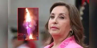 Así fue quemado el muñeco de 7 metros de Dina Boluarte en Año Nuevo: tenía su reloj Rolex