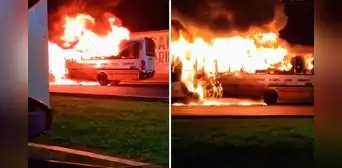 Incendio en El Agustino: Bus de la empresa VARGAS S.A.C arde en llamas cerca al tren eléctrico