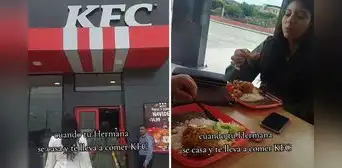 Novios se casaron y llevaron a sus invitados al KFC: “Pollo frito, arroz y lentejas”