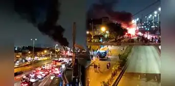 Fuerte incendio se registra en plena av. Evitamiento, en Rímac: reportan congestión vehicular debido al siniestro