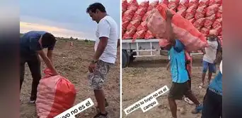 Peruano intenta cargar un saco de papas y el resultado es viral: “Mis respetos a los estibadores” Peruano intenta cargar un saco de papas y el resultado es viral: “Mis respetos a los estibadores”