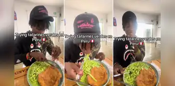 Joven de Estados Unidos prueba tallarines verdes por primera vez en Perú y queda fascinado: "This is so good" Joven de Estados Unidos prueba tallarines verdes por primera vez en Perú y queda fascinado: "This is so good"