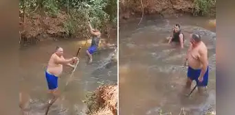 Hombre trató de imitar a Tarzán, pero protagonizó caída viral: "Tiene la risa de Chita"