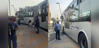 Tráiler invadió carril del Metropolitano e impactó con uno de los buses: accidente dejó dos heridos Tráiler invadió carril del Metropolitano e impactó con uno de los buses: accidente dejó dos heridos
