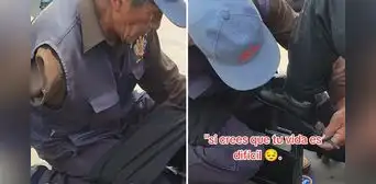 Lustrabotas con discapacidad física sorprende en redes: “A pesar de todo sale adelante”