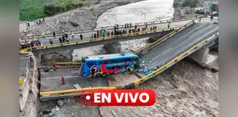 Accidente en Chancay EN VIVO: retiran bus afectado en Huaral por caída de puente a río con ayuda de grúas