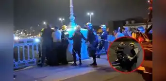 Cercado de Lima: serenos rescatan a hombre que estuvo a punto de caer al río Rímac