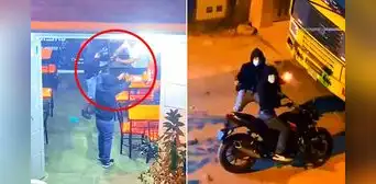 Cámaras captan asalto a mano armada en pizzería en Santa Anita: vecinos le tiran ladrillos para evitar huida