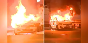 Alarma en San Borja: vehículo se incendia en plena avenida Javier Prado y conductor huye tras siniestro
