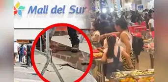 Rajadura en el piso del patio de comidas del Mall del Sur hizo que clientes corran despavoridos Rajadura en el piso del patio de comidas del Mall del Sur hizo que clientes corran despavoridos
