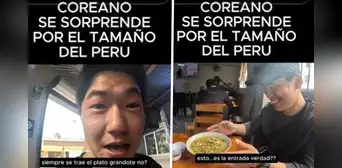 Coreano visita Perú y quedó impactado por la cantidad de comida que sirven: “¿Es solo la entrada?”