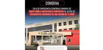 Sala de emergencia confirma condena de nueve años a mototaxista por delito de actos de tocamientos indebidos de una menor de 13 años Sala de emergencia confirma condena de nueve años a mototaxista por delito de actos de tocamientos indebidos de una menor de 13 años