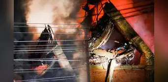 Así fue el momento preciso del derrumbe de edificio envuelto en llamas en Cercado de Lima Así fue el momento preciso del derrumbe de edificio envuelto en llamas en Cercado de Lima