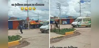 Conductor sorprende al jalar combi con una soga y usuarios bromean: "El Sansón peruano" Conductor sorprende al jalar combi con una soga y usuarios bromean: "El Sansón peruano"