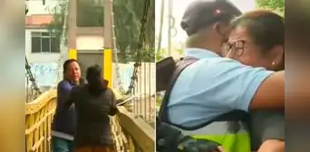 Mujer cruza puente para evitar que lo desmantelen y rompe en llanto en El Agustino: "No permitiré que se lo lleven"