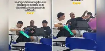 Jóvenes universitarios incluyeron a hombre de 45 años en su grupo y escena es viral: "Nunca es tarde" Jóvenes universitarios incluyeron a hombre de 45 años en su grupo y escena es viral: "Nunca es tarde"