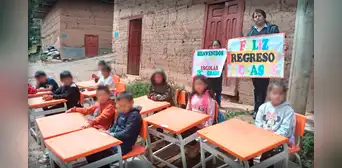 Más de 300 escolares inician clases en la calle por aulas colapsadas por lluvias en Pataz