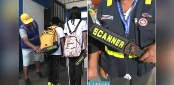 Padres de familia usan detectores de metales para evitar que alumnos ingresen armas a colegio público en el Callao