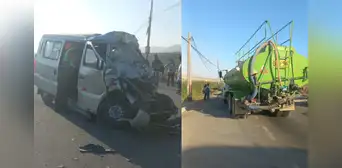 Trágico accidente en Arequipa: docente muere y varios escolares heridos por choque entre minivan y cisterna Trágico accidente en Arequipa: docente muere y varios escolares heridos por choque entre minivan y cisterna