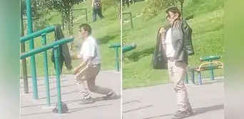 Practicó lección del señor Miyagi en parque y clip viral desata divertidas reacciones: “Karate Old”
