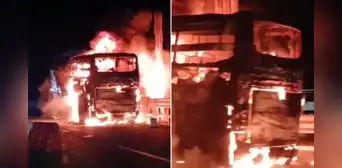 Impactantes imágenes: más de 40 pasajeros salvan de morir durante incendio de bus en antigua Panamericana Norte Impactantes imágenes: más de 40 pasajeros salvan de morir durante incendio de bus en antigua Panamericana Norte