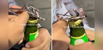 Peruana usa rizador de pestañas para abrir una cerveza y usuarios cuestionan: “¿Para eso servía?”