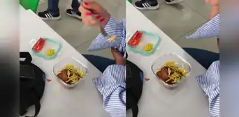 Peruana es sorprendida comiendo salchipapa con papa al hilo y se vuelve viral: "Es salchipapita"